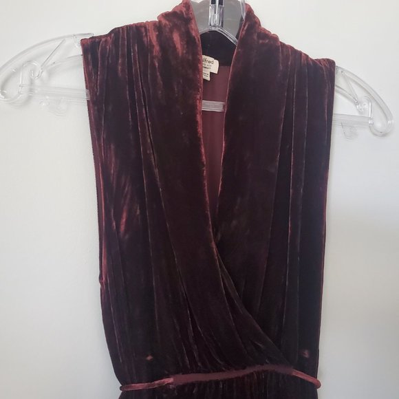 ARTIZIA Rich Silk Velvet Crossover Mini Dress Pockets Tie Belt Evening Boho Chic - Picture 3 of 9